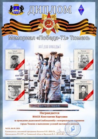 Дипломы в рамках мемориала Победа - 2016 Дипломы в рамках мемориала Победа - 2016